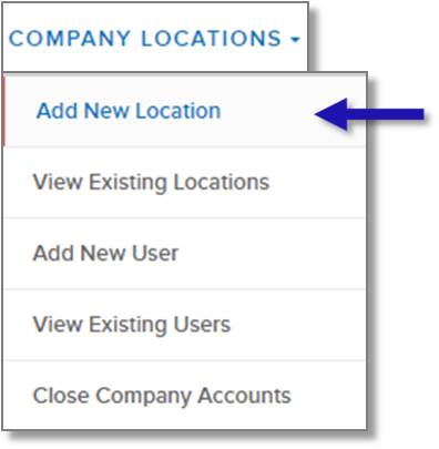 Screen shot of left nav menu showing the Add New Location menu option