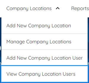 Screen capture showing the "View Company Location Users" menu option