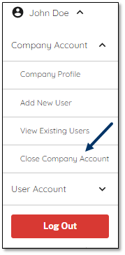 Close Company Account Dropdown