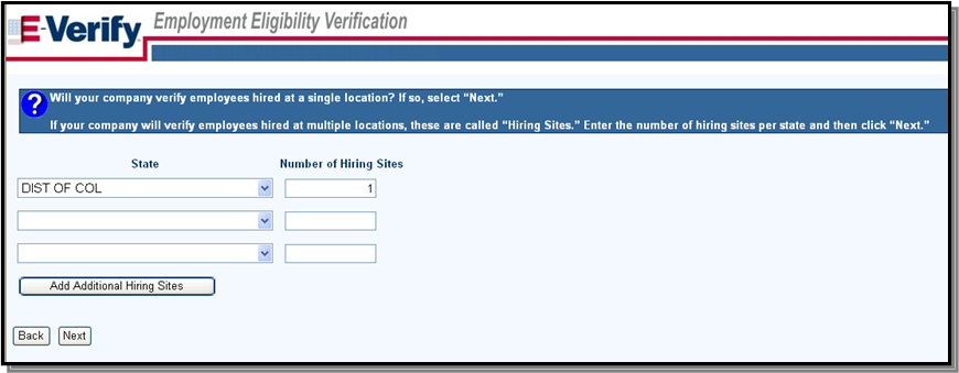 E-verify Enrollment Hiring Site Screenshot