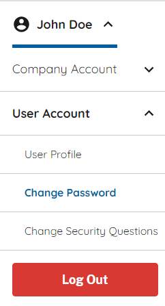 Screen capture highglighting "Change Password"