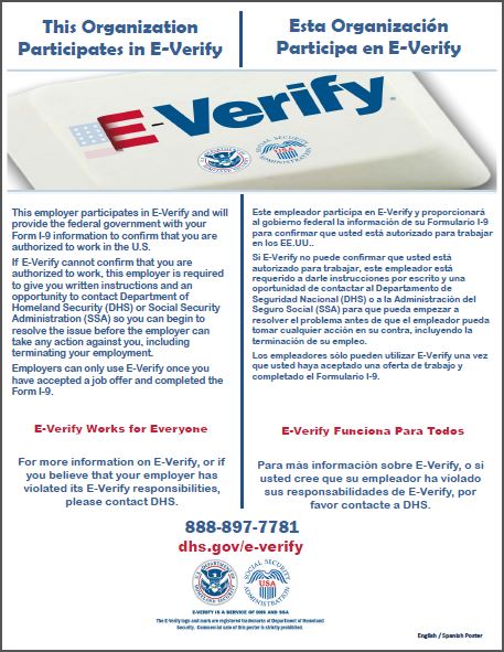 E-Verify Participation Poster