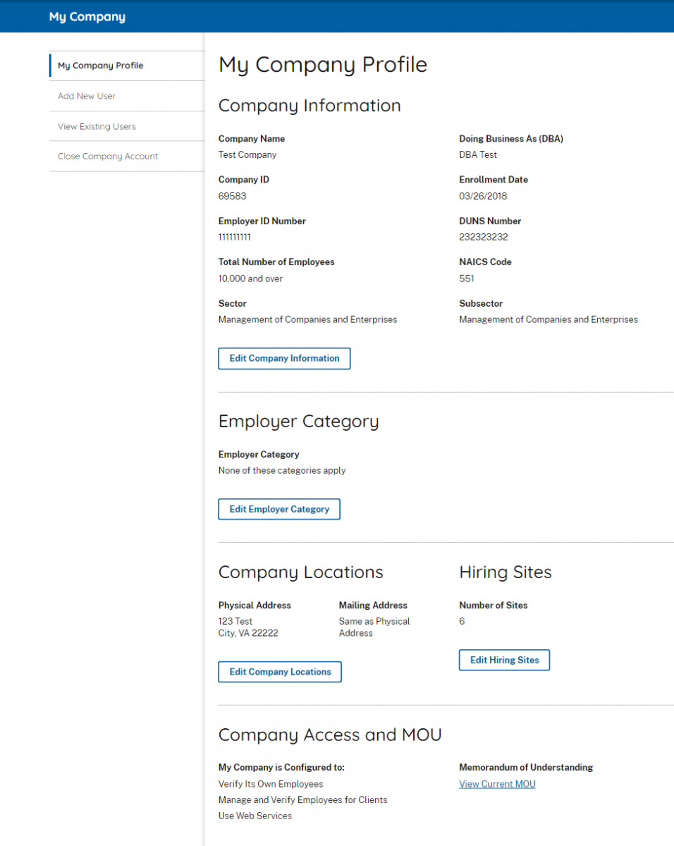 Edit Company Dropdown Menu