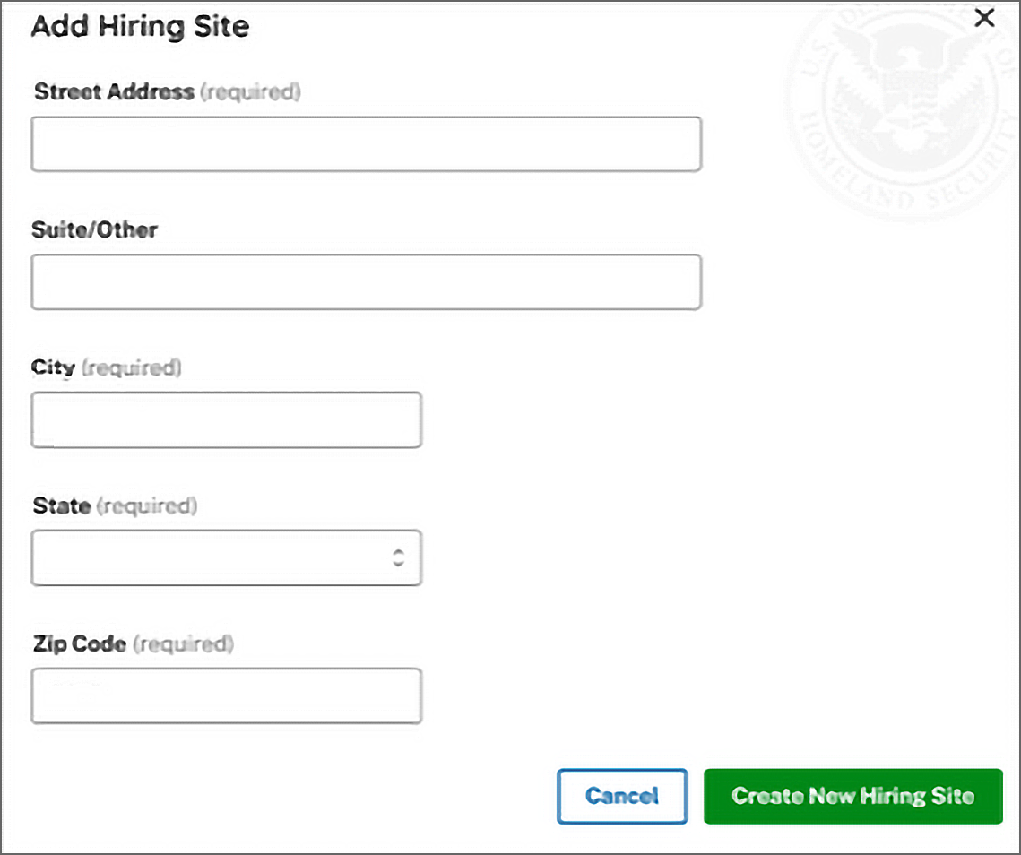 Screen Capture of Add Hiring Sites Screen