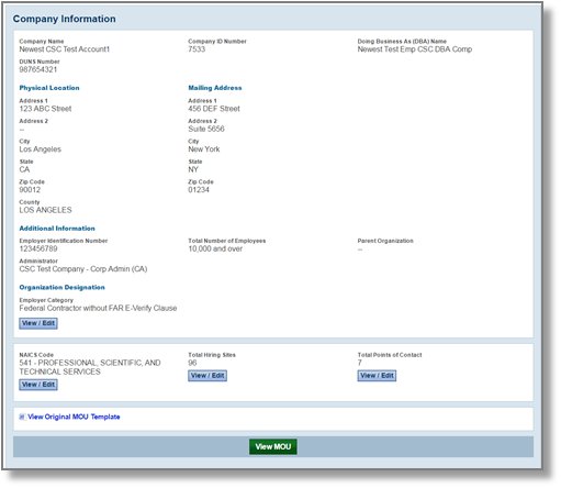 Update POC Company Information
